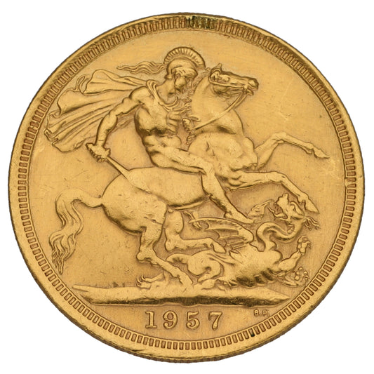 22ct Gold Queen Elizabeth II Full Sovereign Coin 1957