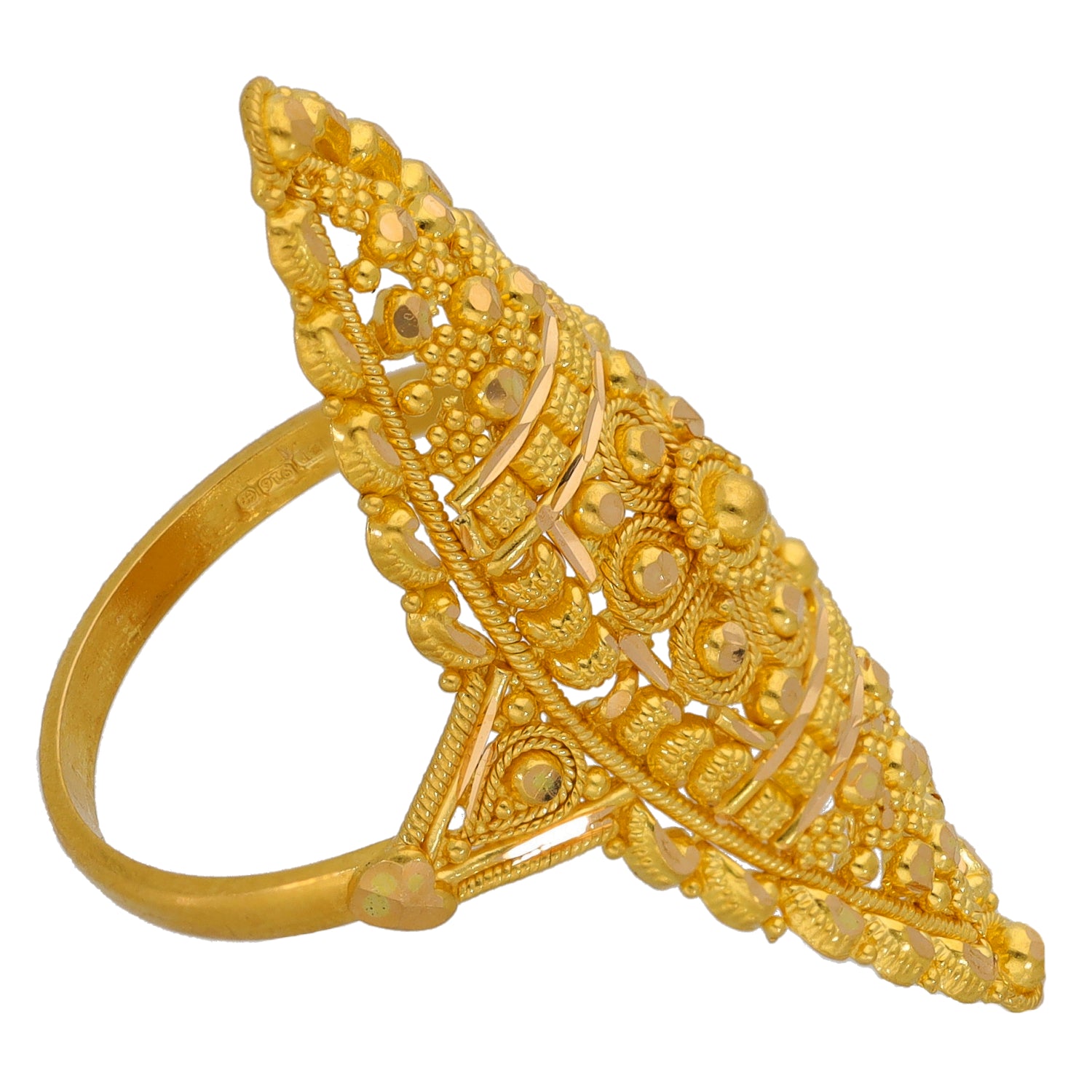 22ct Gold alternative filigree ring with oval openwork top, size M