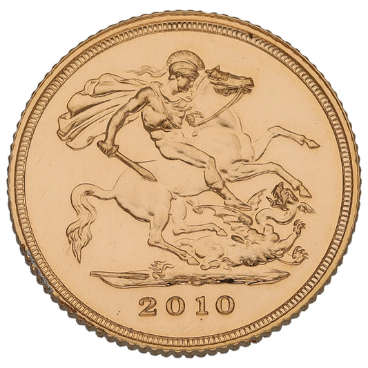 22ct Gold Queen Elizabeth II Half Sovereign Coin 2010
