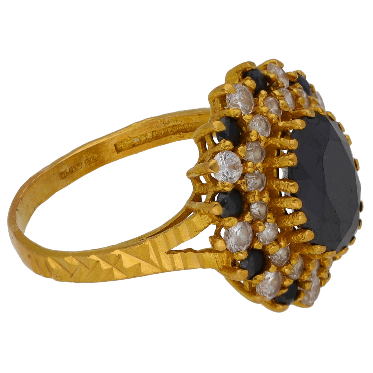 22ct Gold Imitation Gems Dress/Cocktail Ring Size R