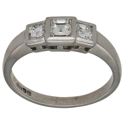 Platinum 0.70ct Diamond Trilogy Ring Size R