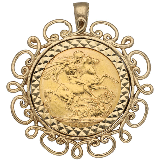 9ct Gold Full Sovereign Coin Pendant