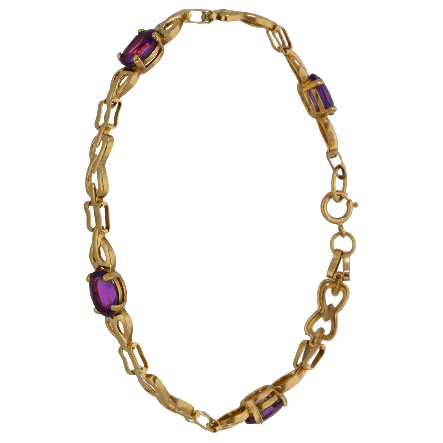 9ct Gold Amethyst Fancy Stone Set Bracelet