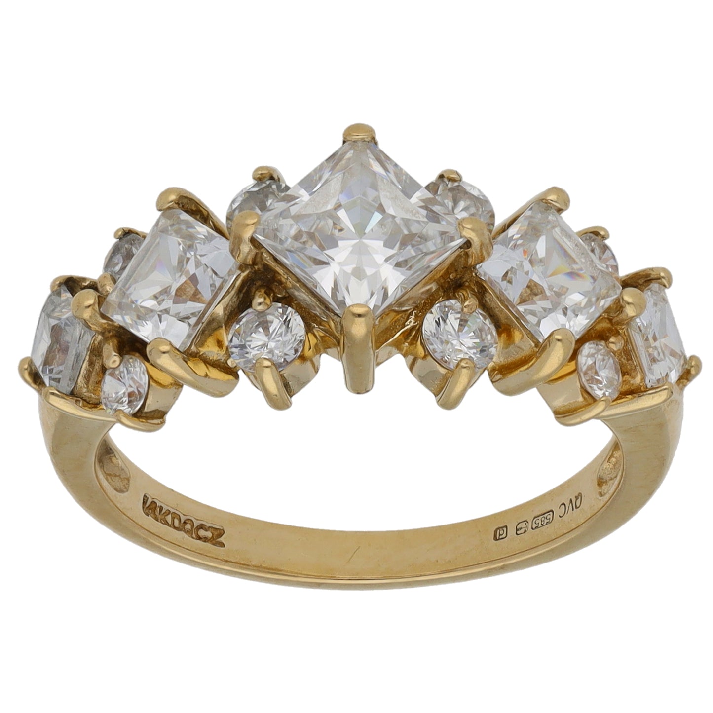 14ct Gold Cubic Zirconia Dress/Cocktail Ring Size L