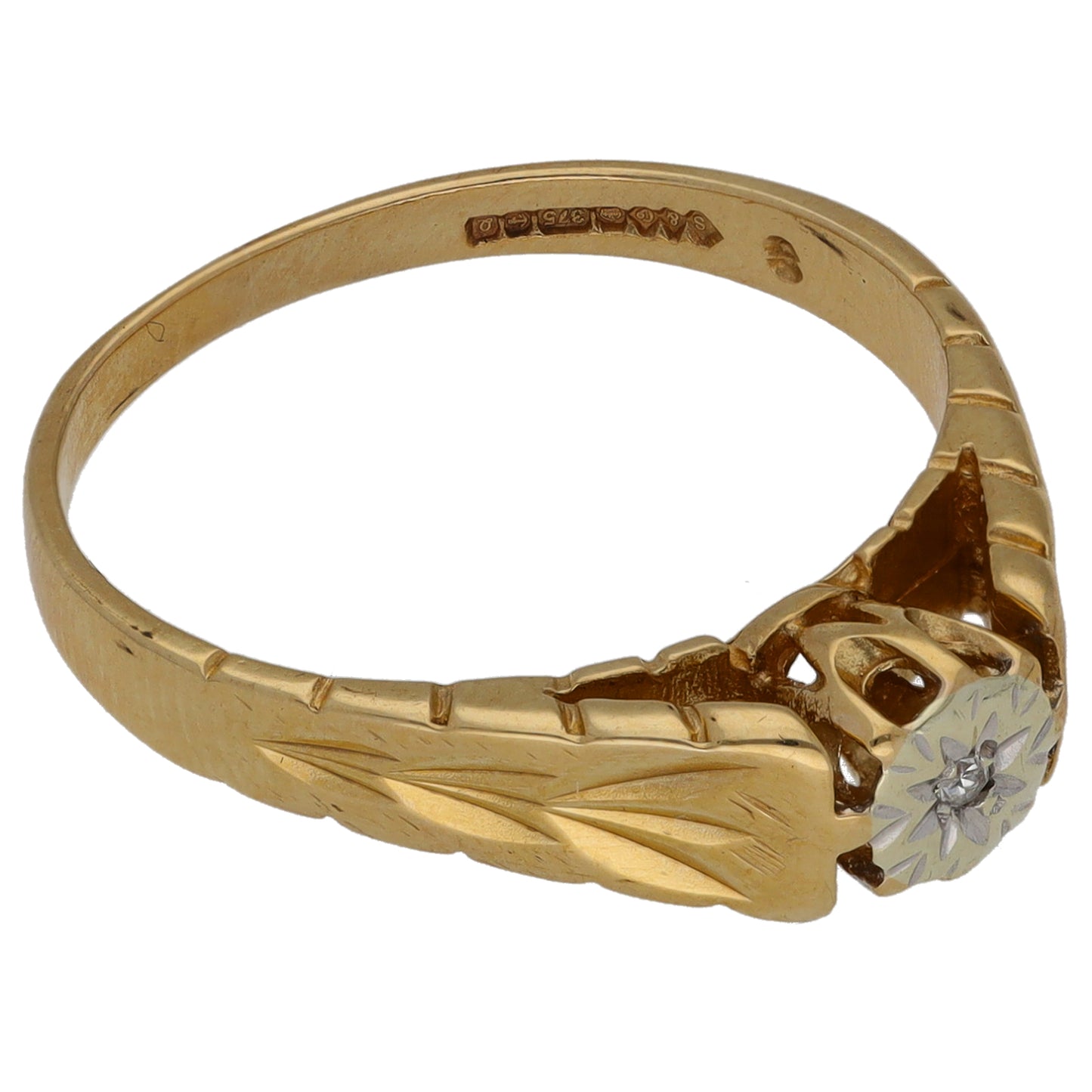 9ct Gold 0.02ct Diamond Solitaire Ring Size O