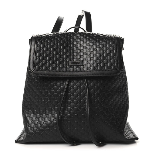 Gucci Microguccissima Drawstring Backpack Leather Bag - Black