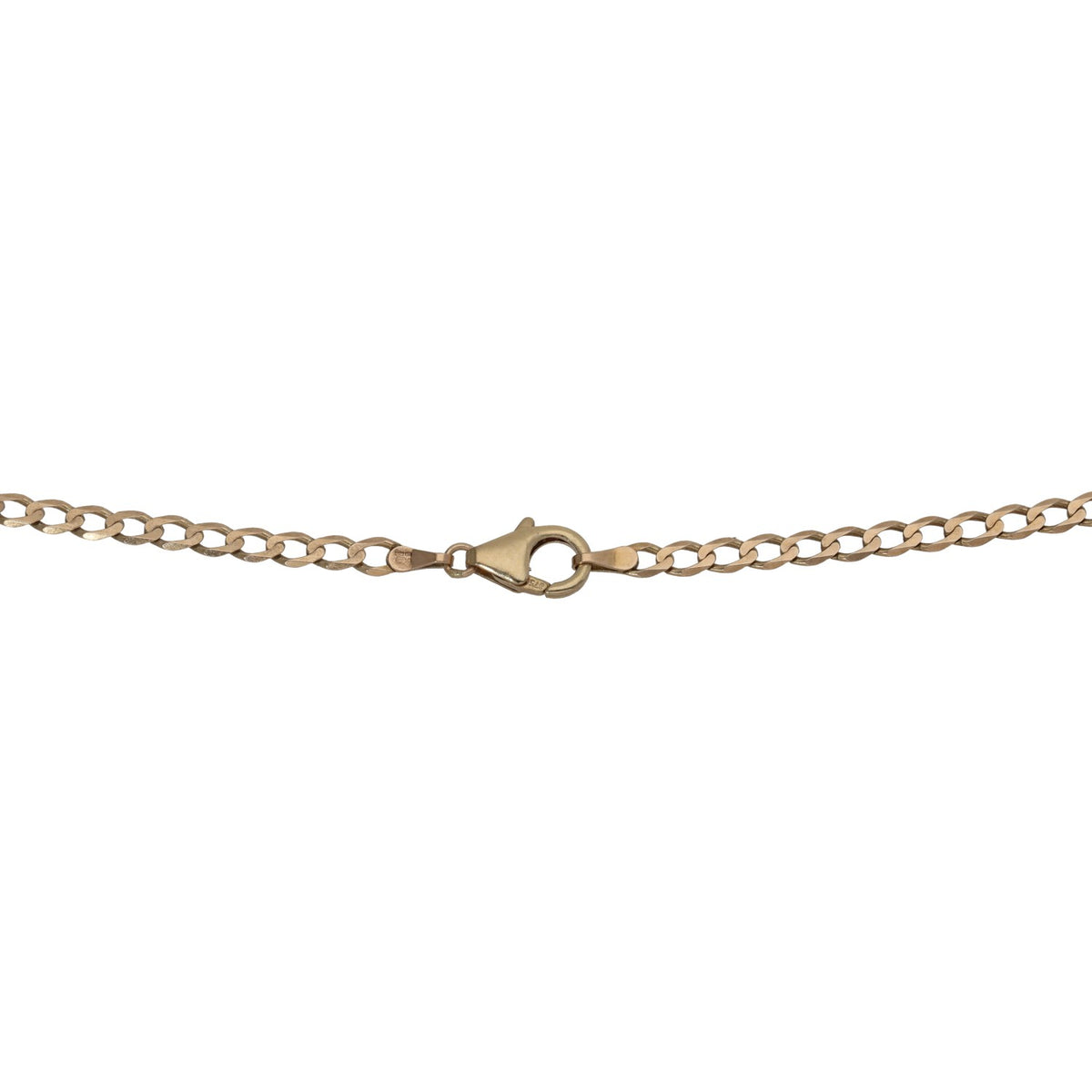 Gold curb chain with clasp link and heart locket connector