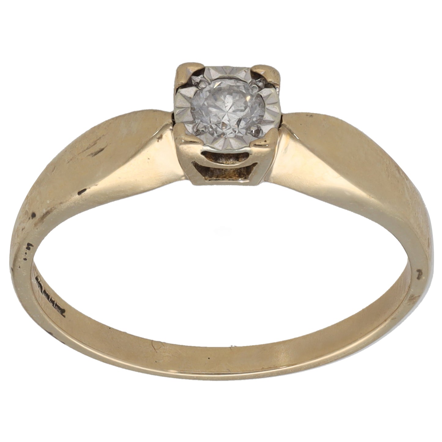 9ct Gold 0.15ct Diamond Solitaire Ring Size O