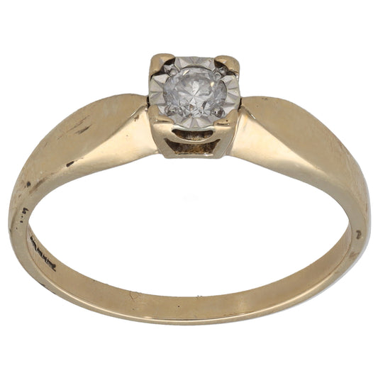 9ct Gold 0.15ct Diamond Solitaire Ring Size O