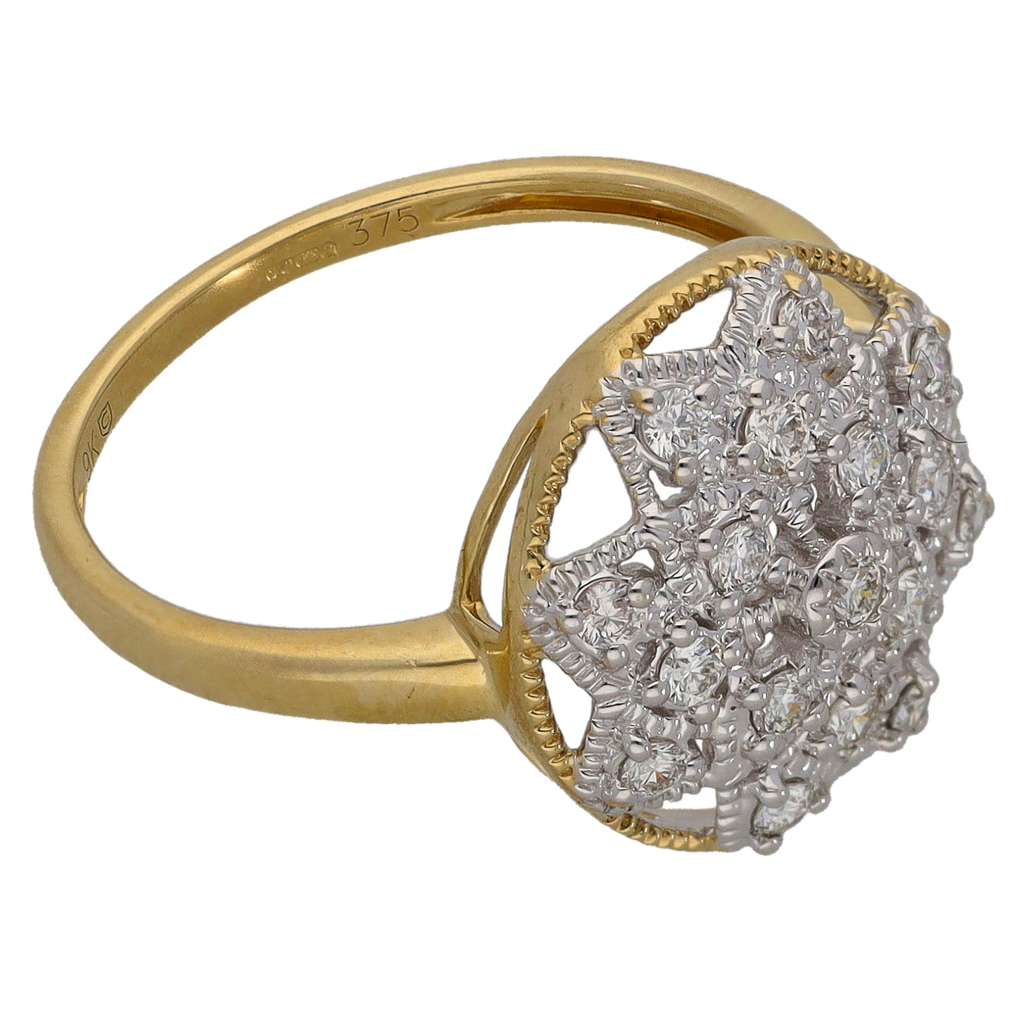 9ct Gold 0.34ct Diamond Dress/Cocktail Ring Size N