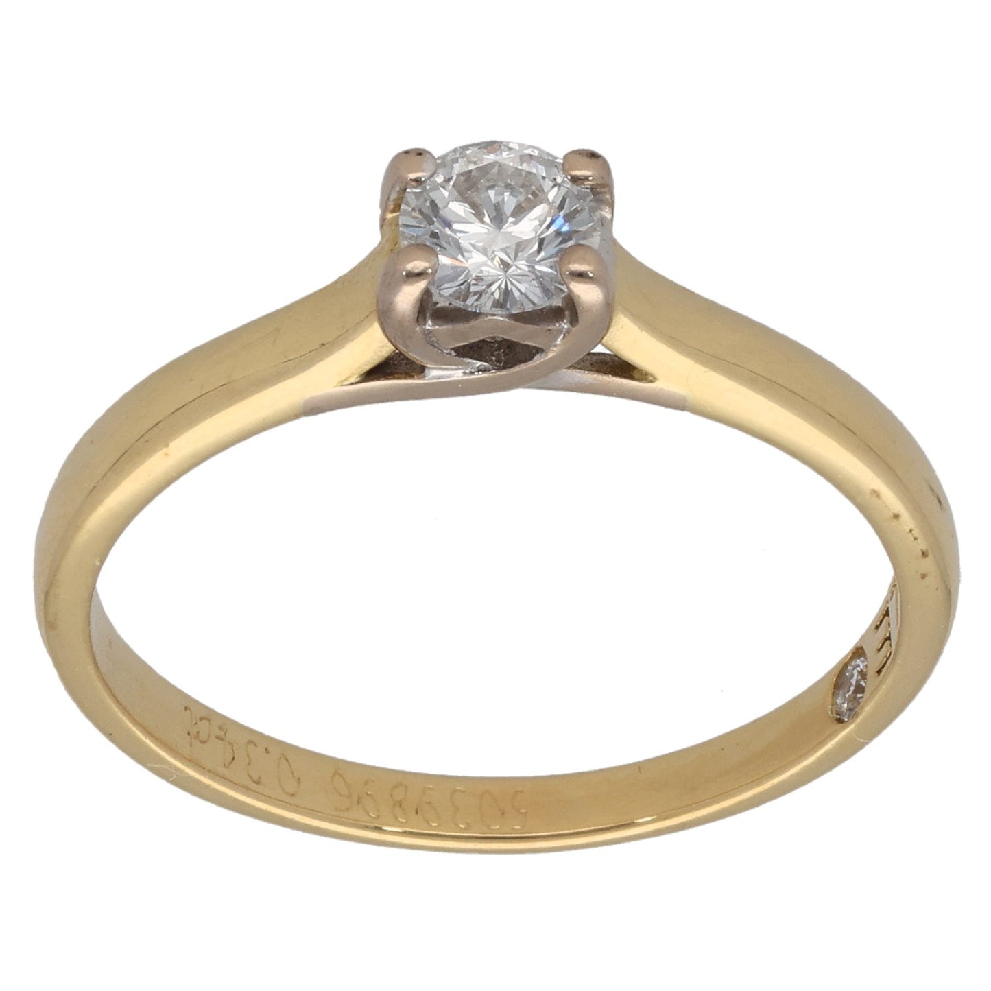 18ct Gold 0.34ct Diamond Solitaire Ring Size O