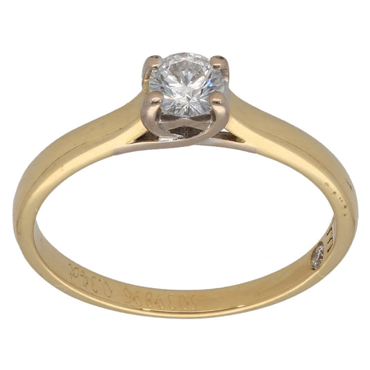 18ct Gold 0.34ct Diamond Solitaire Ring Size O