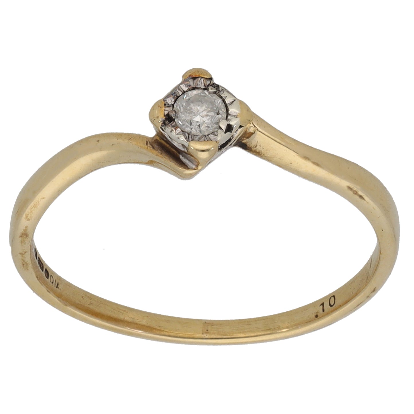 9ct Gold 0.10ct Diamond Solitaire Ring Size Q