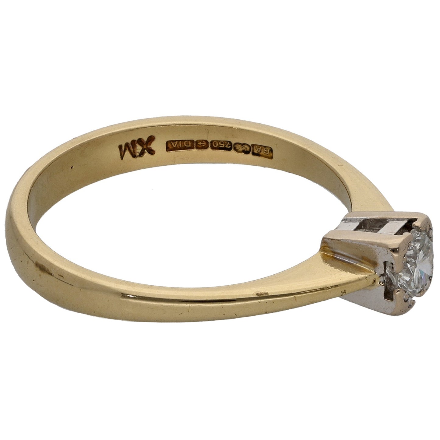 18ct Gold 0.25ct Diamond Solitaire Ring Size P