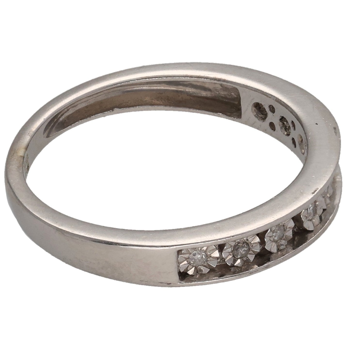 9ct White Gold 0.09ct Diamond Half Eternity Ring Size K