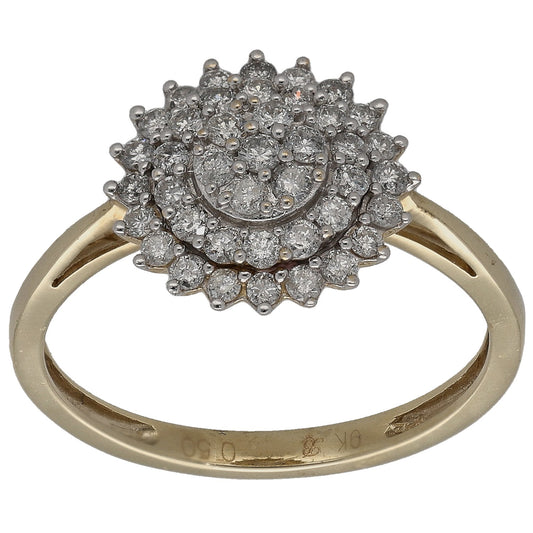9ct Gold 0.50ct Diamond Cluster Ring Size N