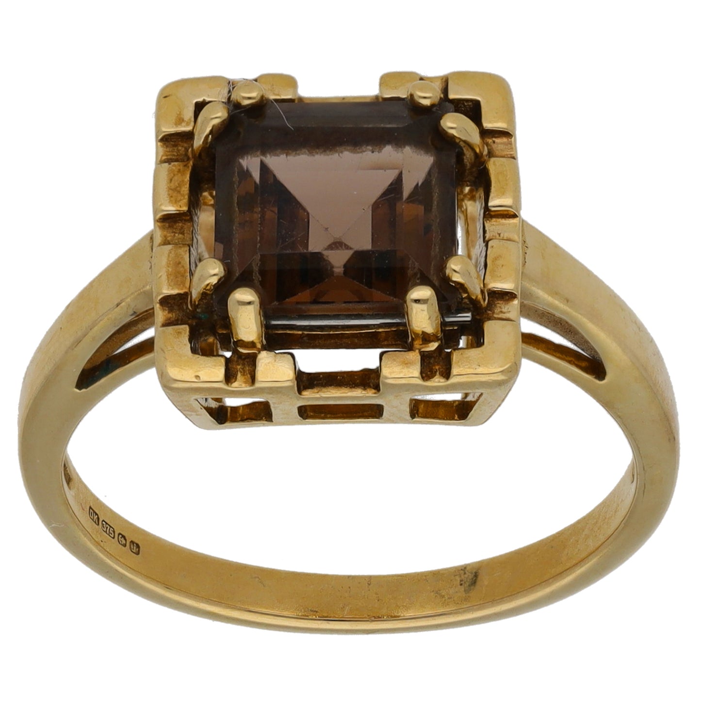 9ct Gold Smoky Quartz Single Stone Ring Size N
