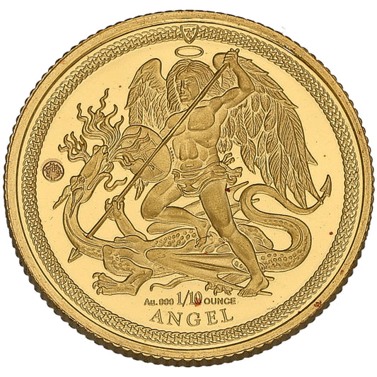 24ct Gold Isle Of Man 1/10 OZ Angel Coin 2019