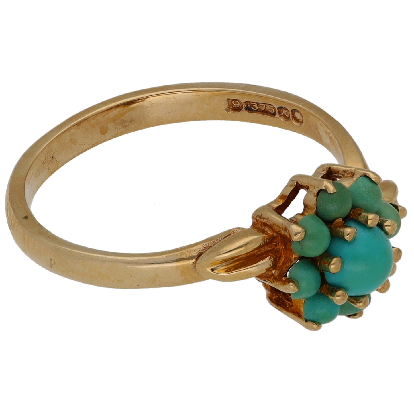 9ct Gold Turquoise Cluster Ring Size N