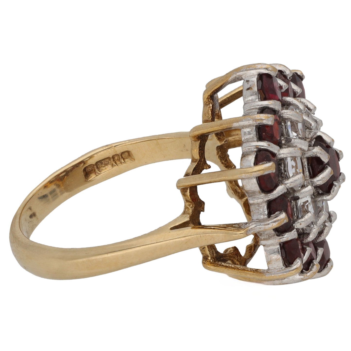 9ct Gold Garnet & Cubic Zirconia Cluster Ring Size N