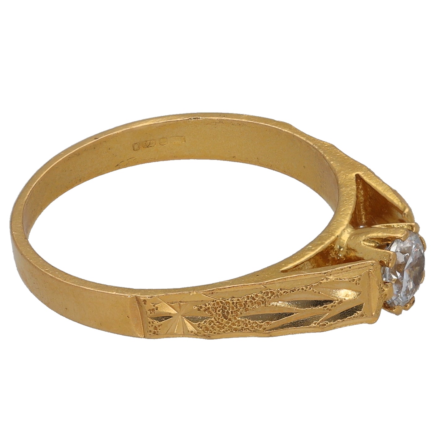 22ct Gold Cubic Zirconia Single Stone Ring Size P