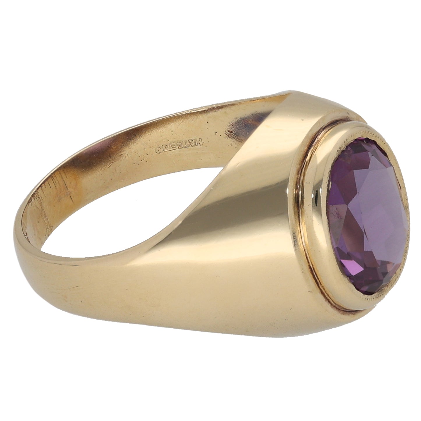 14ct Gold Man Made Sapphire Single Stone Ring Size O