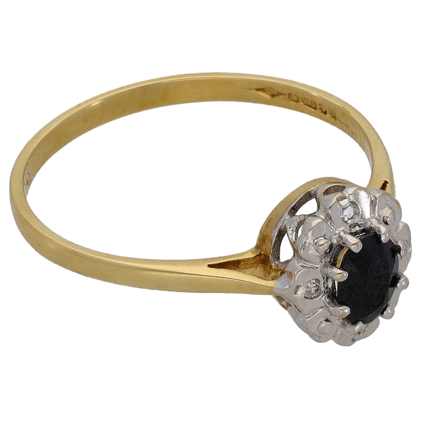 9ct Gold Sapphire & 0.02ct Diamond Dress/Cocktail Ring Size Q