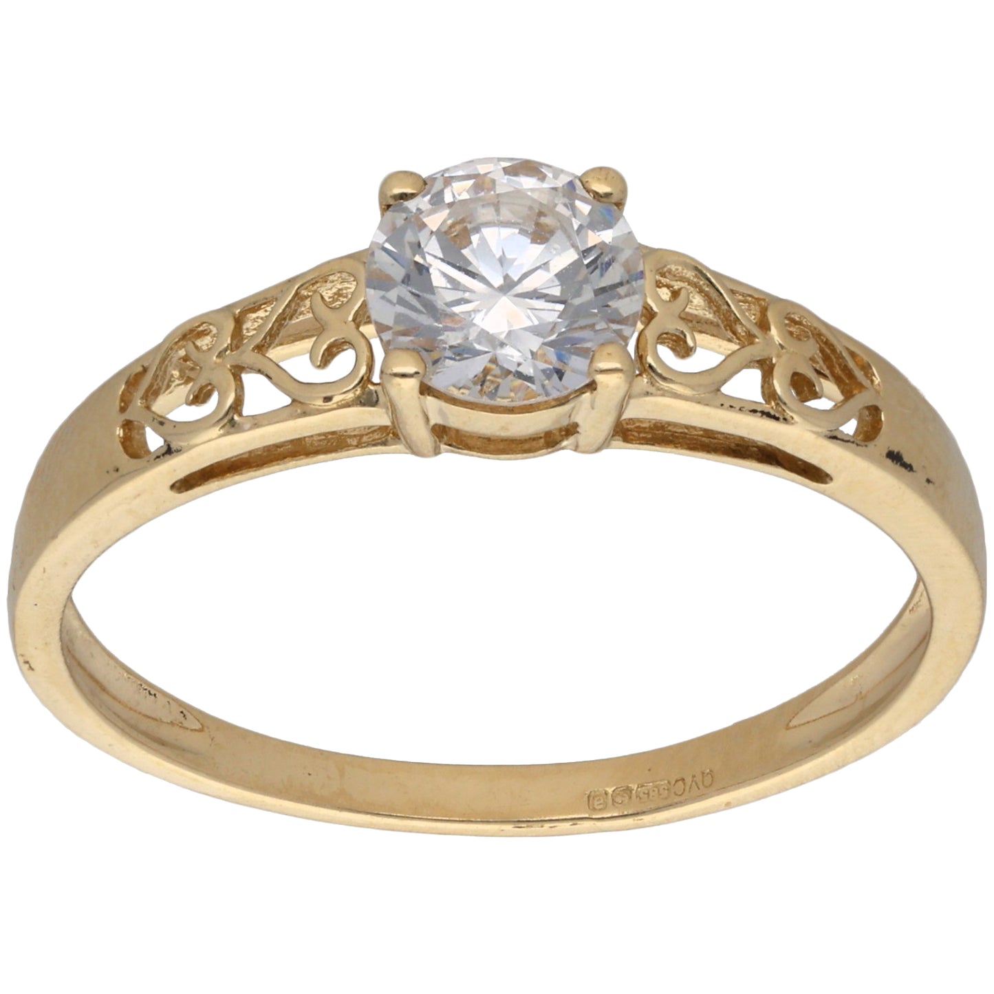 14ct Gold Cubic Zirconia Single Stone Ring Size U