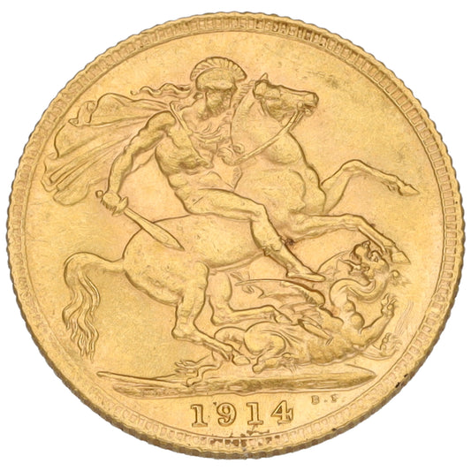 22ct Gold King George V Full Sovereign Coin 1914
