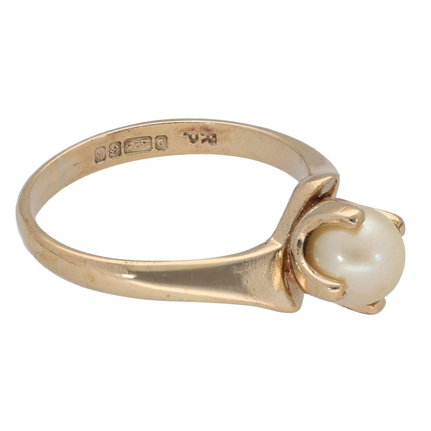 9ct Gold Cultured Pearl Single Stone Ring Size M