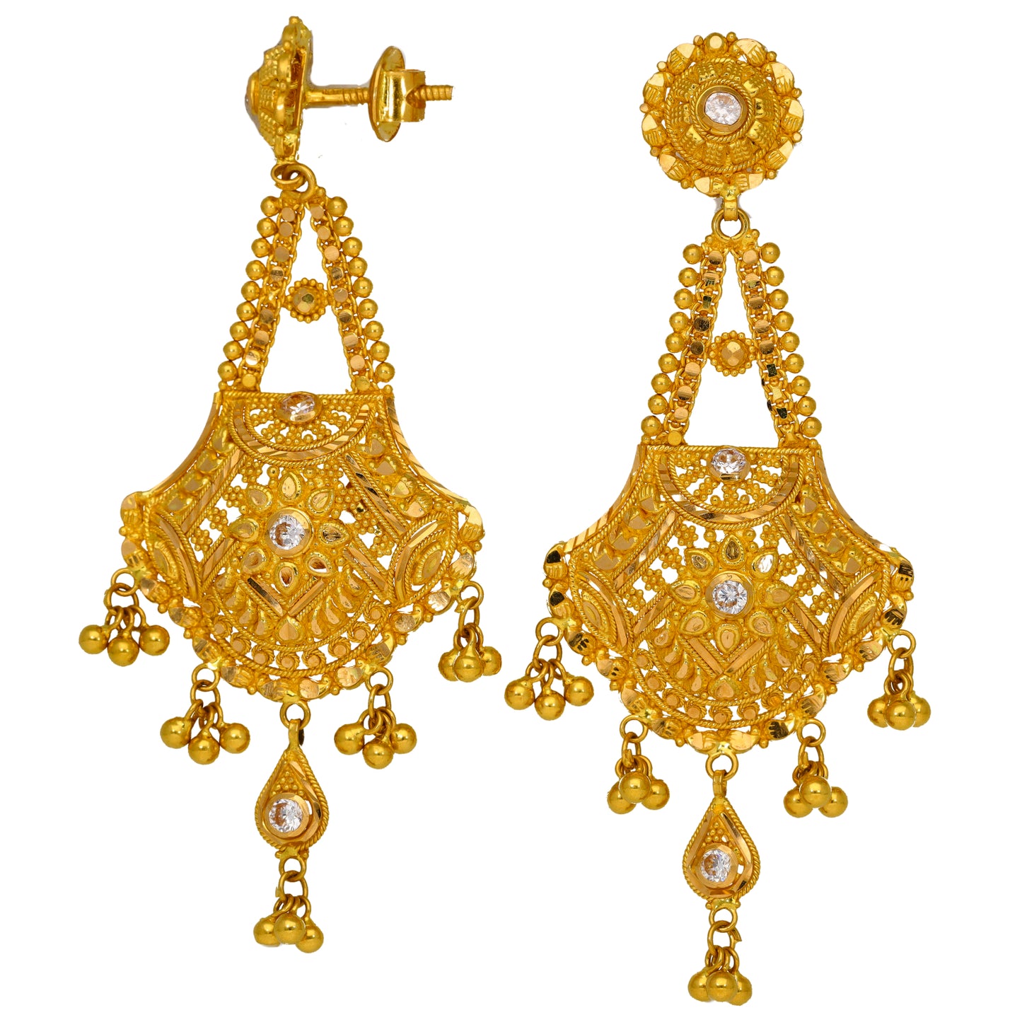 22ct Gold Cubic Zirconia Drop Earrings