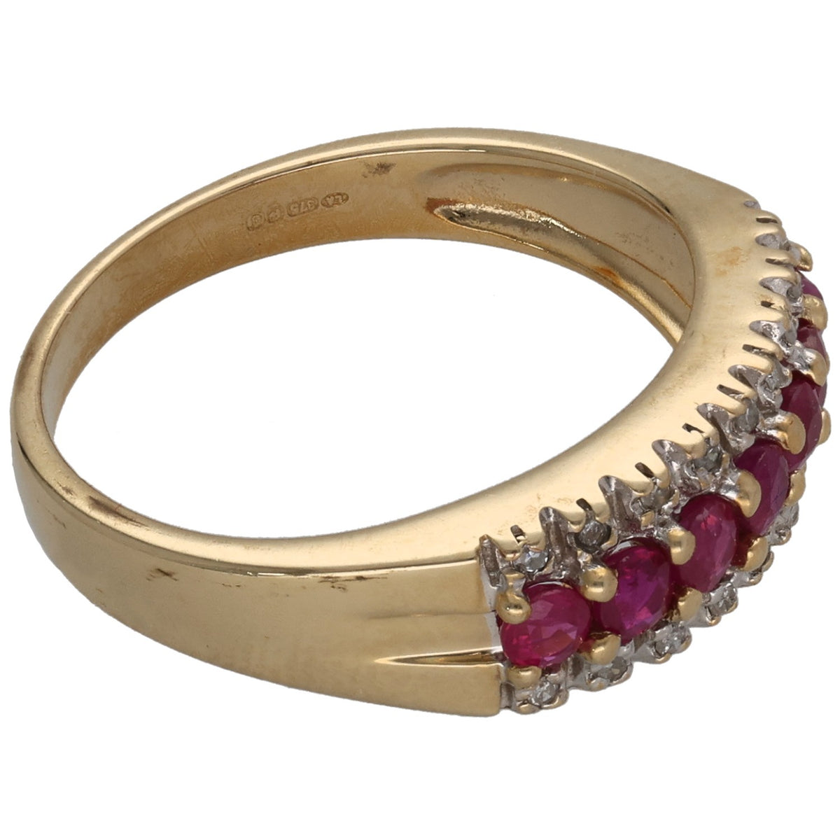 9ct Gold Ruby & 0.09ct Diamond Dress/Cocktail Ring Size N