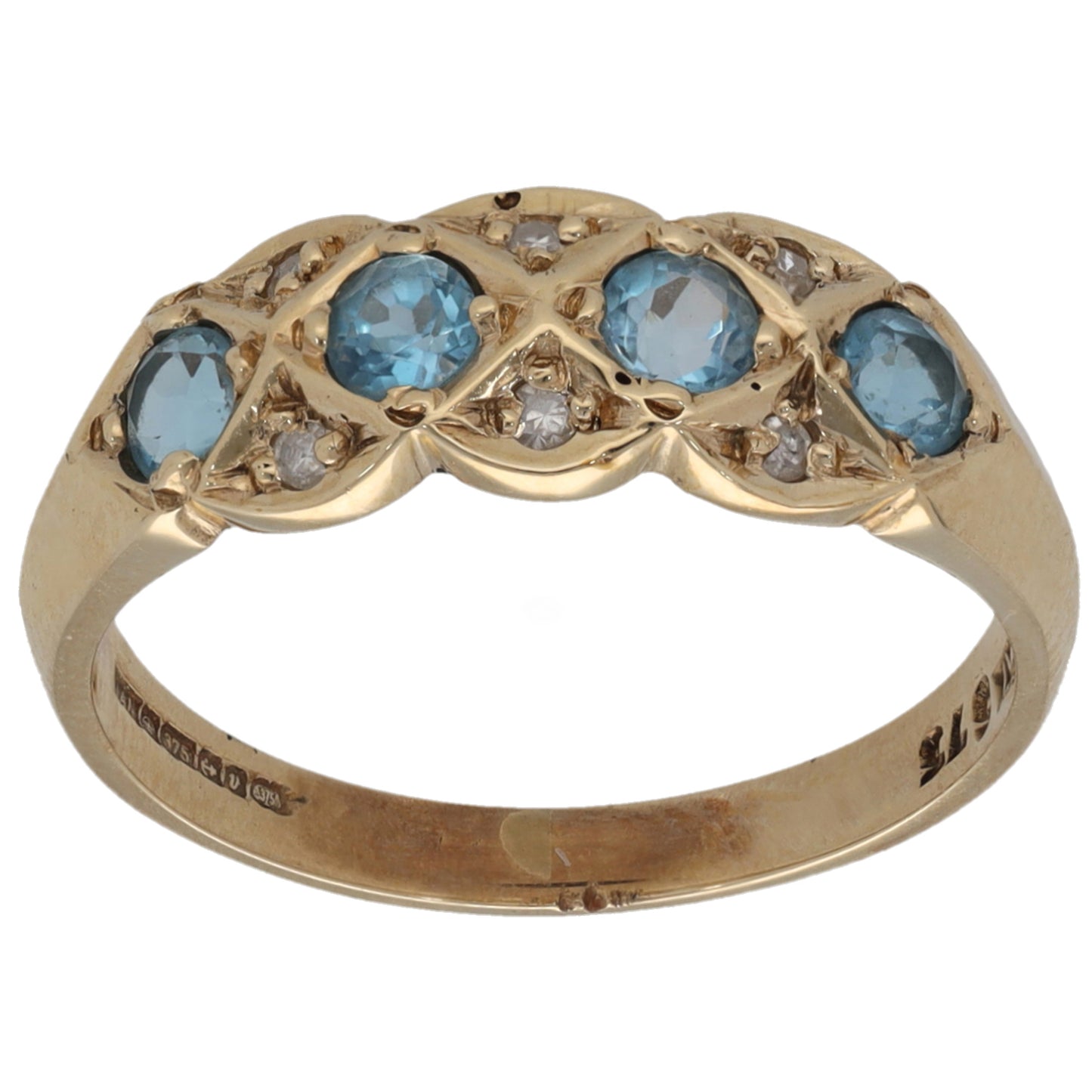 9ct Gold Topaz & 0.03ct Diamond Half Eternity Ring Size N