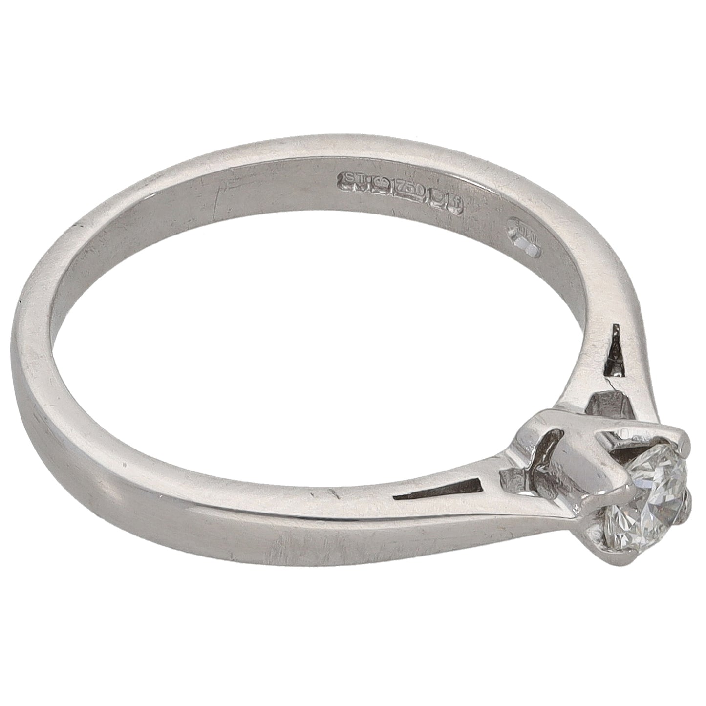 18ct White Gold 0.20ct Diamond Solitaire Ring Size K