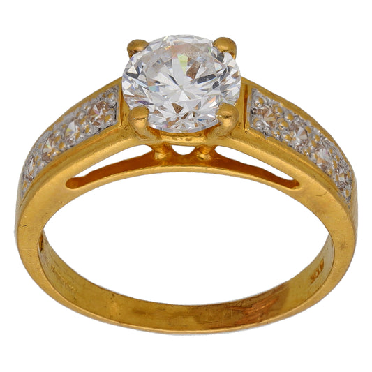 22ct Gold Cubic Zirconia Single Stone Ring With Accents Size O