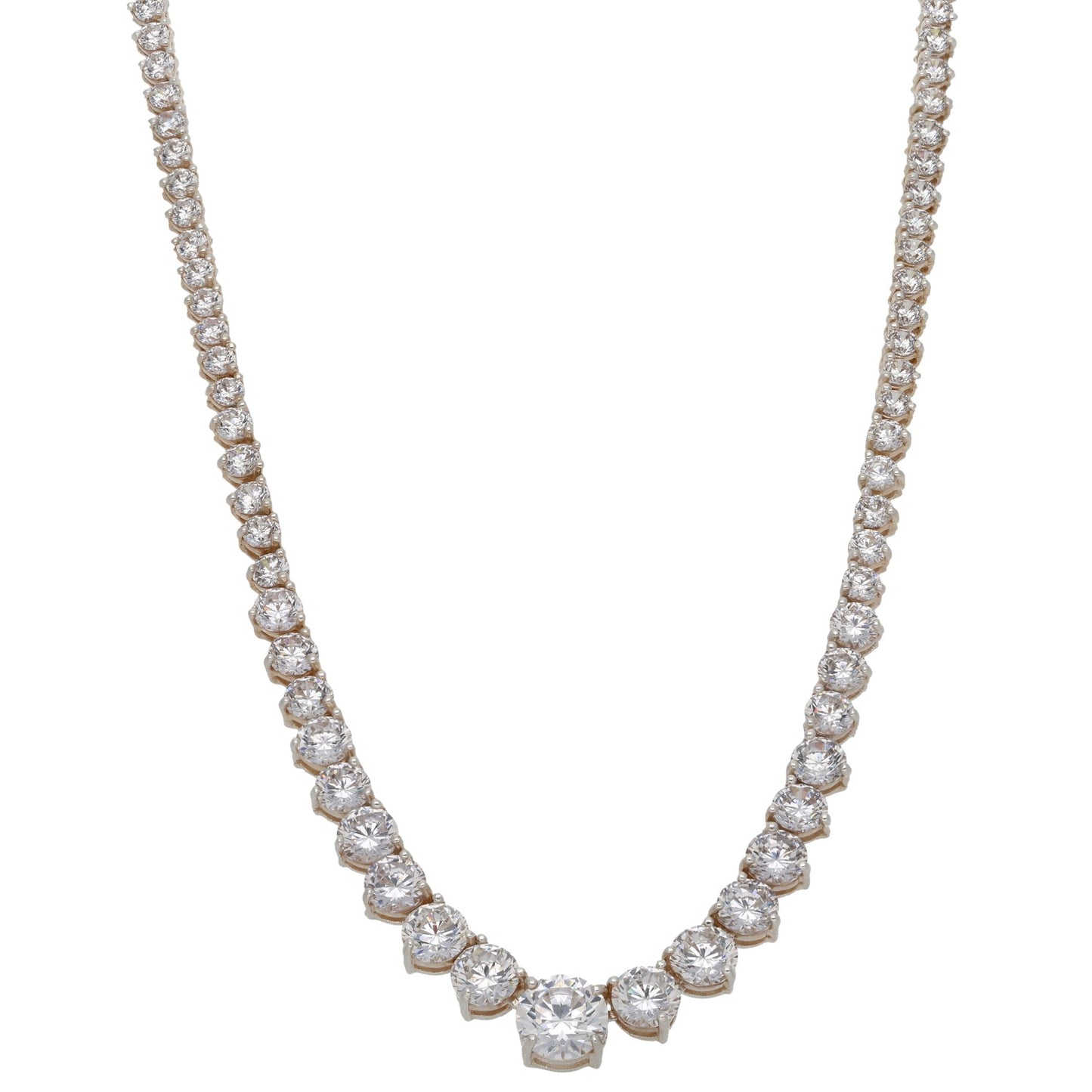 Sterling Silver Cubic Zirconia Fancy Necklace 17"