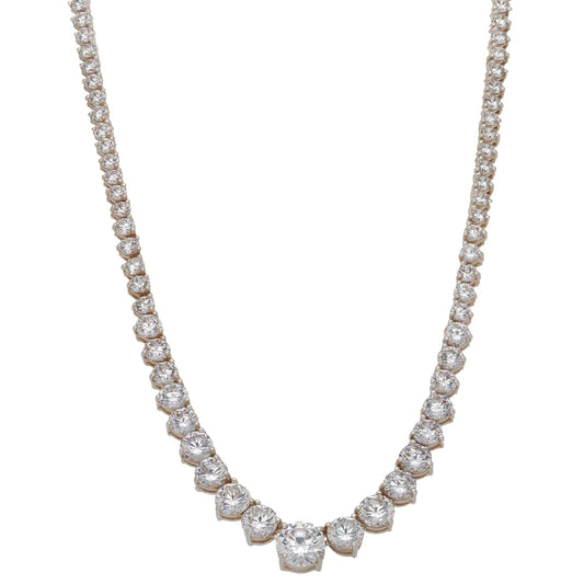 Sterling Silver Cubic Zirconia Fancy Necklace 17"