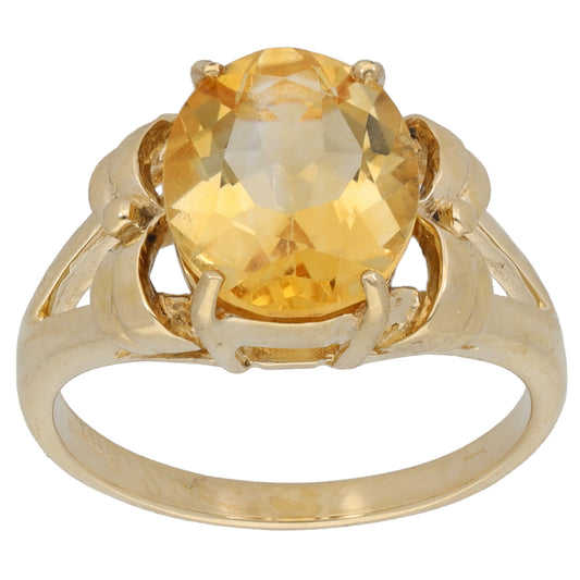 9ct Gold Citrine Single Stone Ring Size N