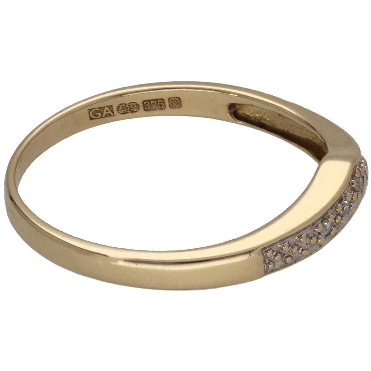 9ct Gold 0.045ct Diamond Wishbone Ring Size S