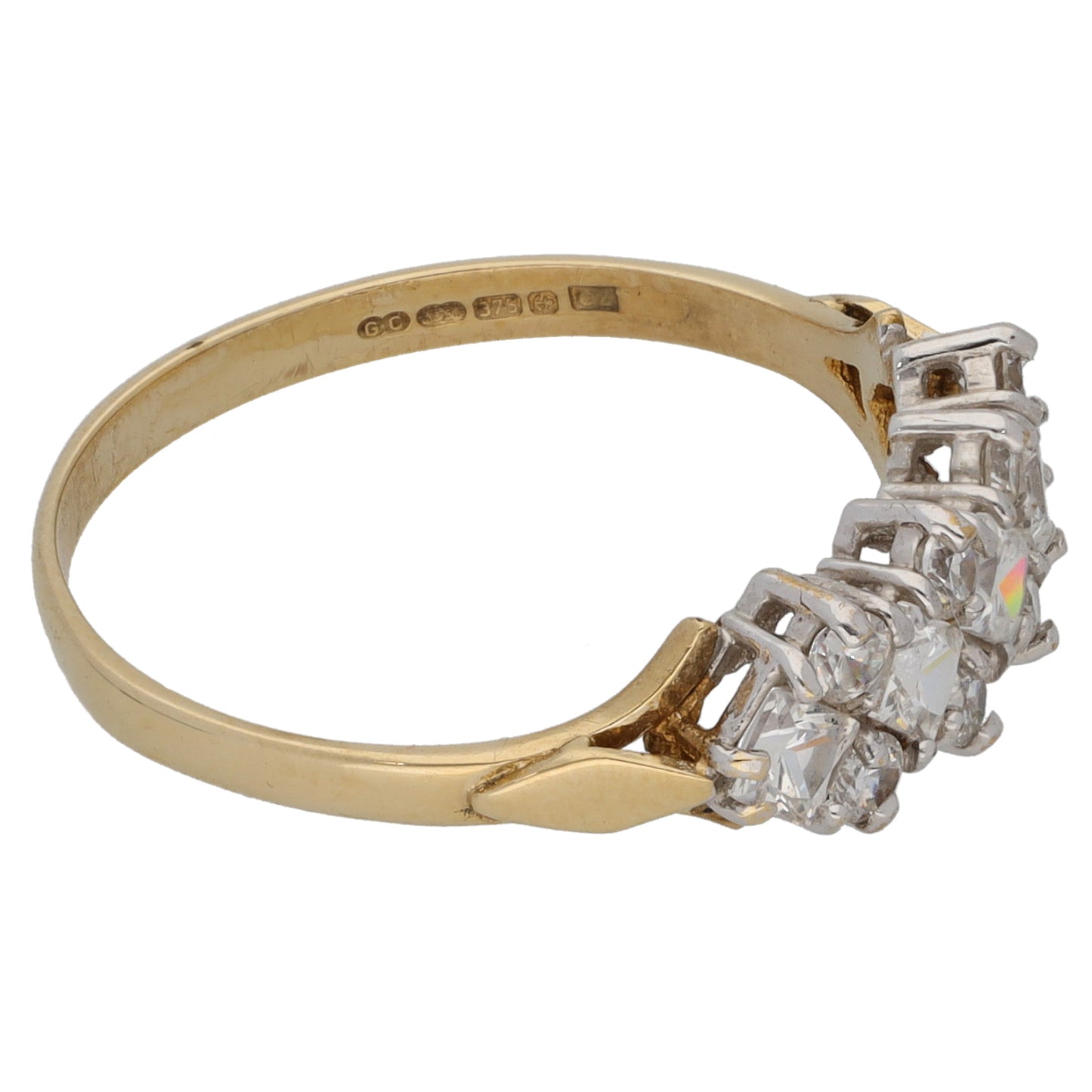 9ct Gold Cubic Zirconia Dress/Cocktail Ring Size P