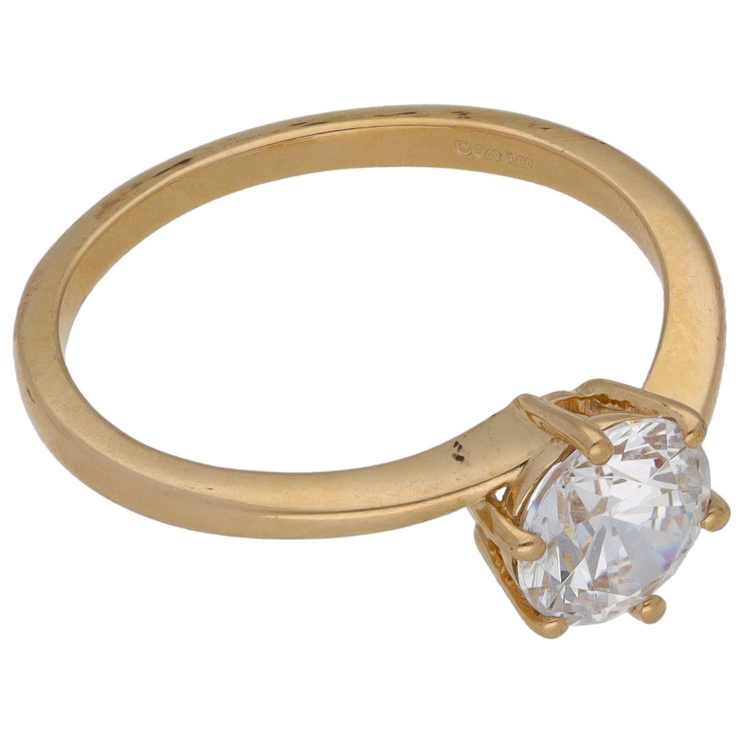 9ct Gold Cubic Zirconia Single Stone Ring Size Q