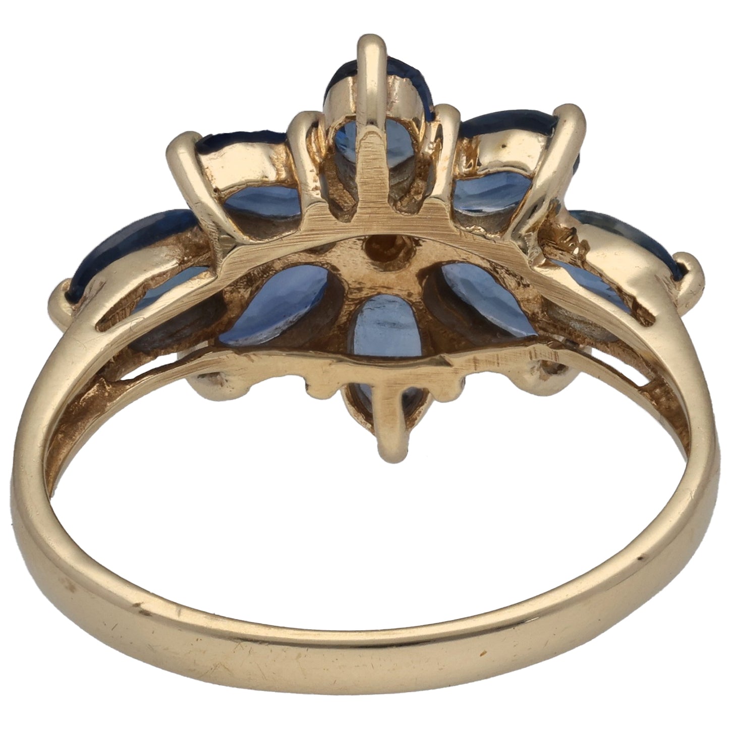 9ct Gold Sapphire & 0.02ct Diamond Dress/Cocktail Ring Size N