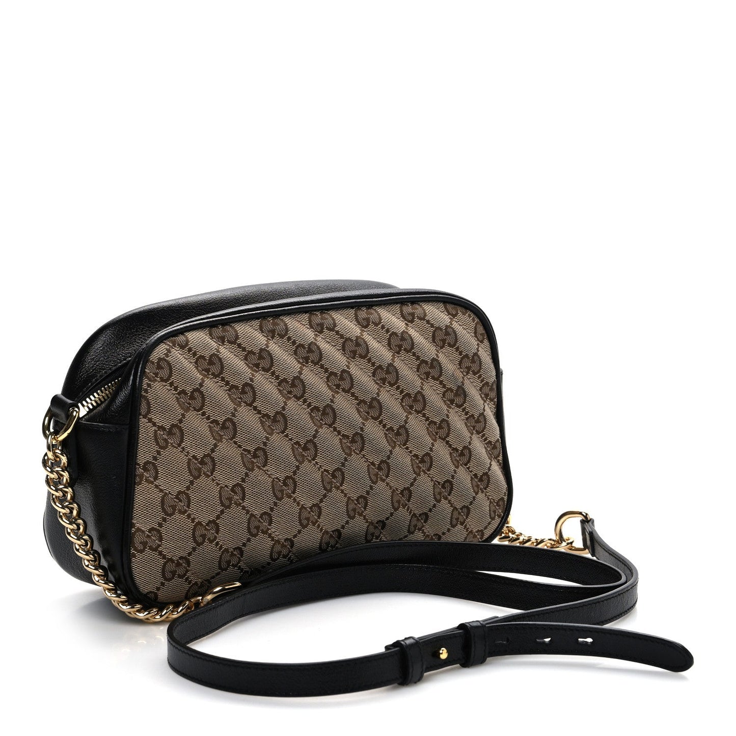 Gucci GG Monogram Matelasse Diagonal Marmont Canvas Leather Bag - Beige & Black