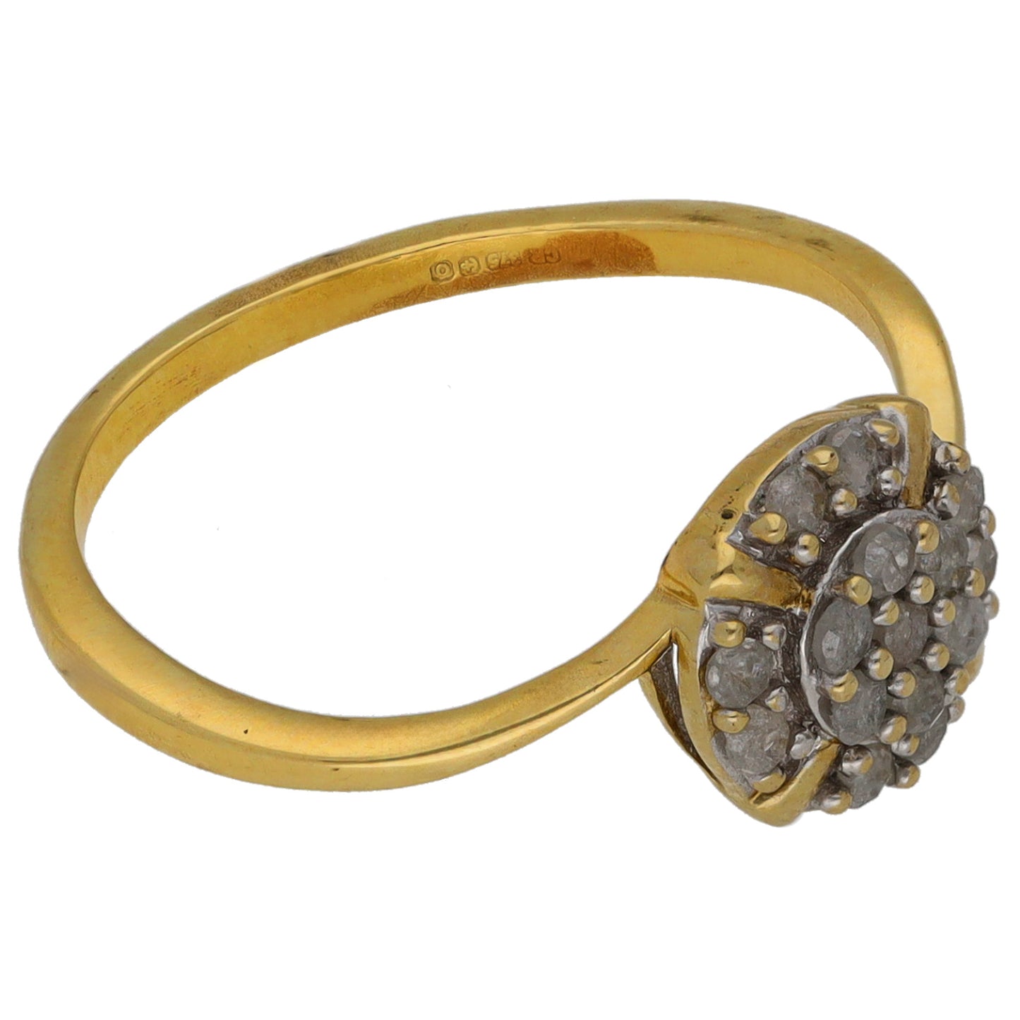 9ct Gold 0.30ct Diamond Cluster Ring Size N