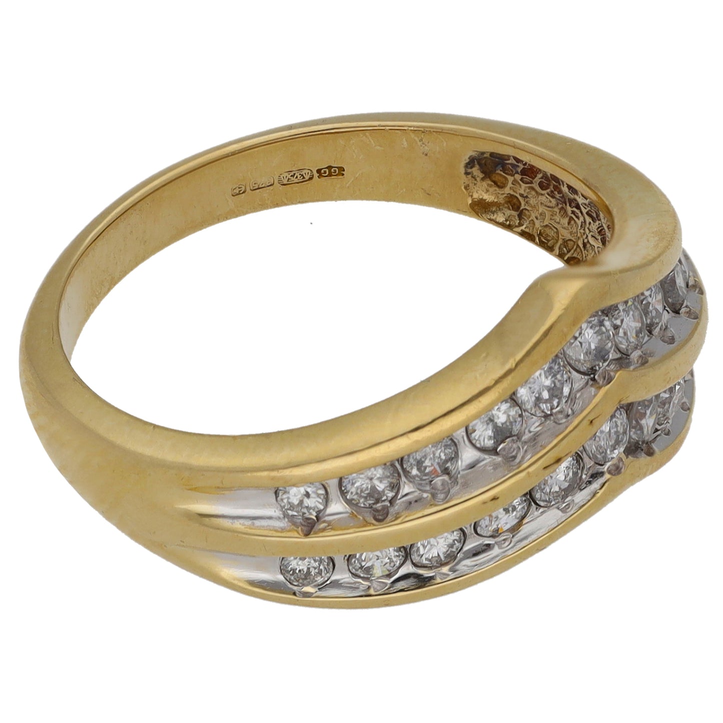 9ct Gold 0.66ct Diamond Wishbone Ring Size P