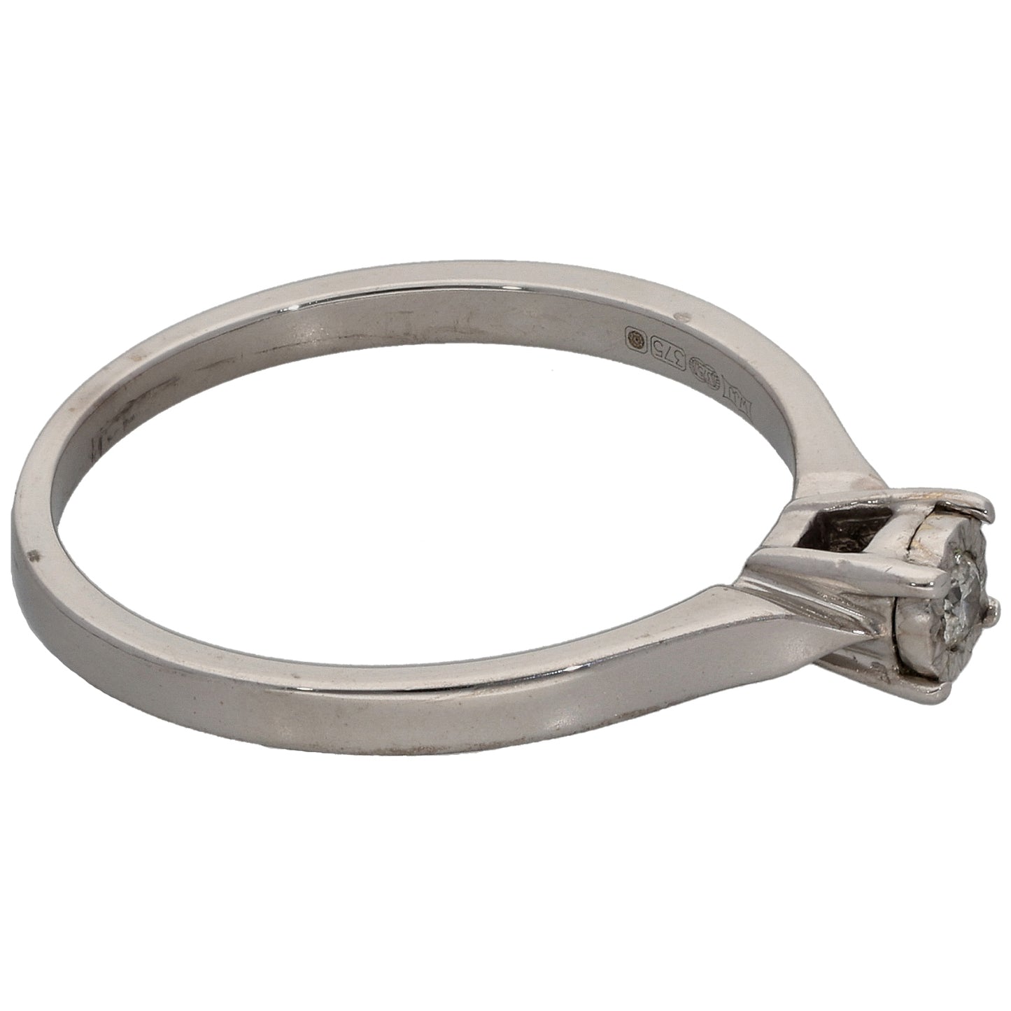 9ct White Gold 0.05ct Diamond Solitaire Ring Size N