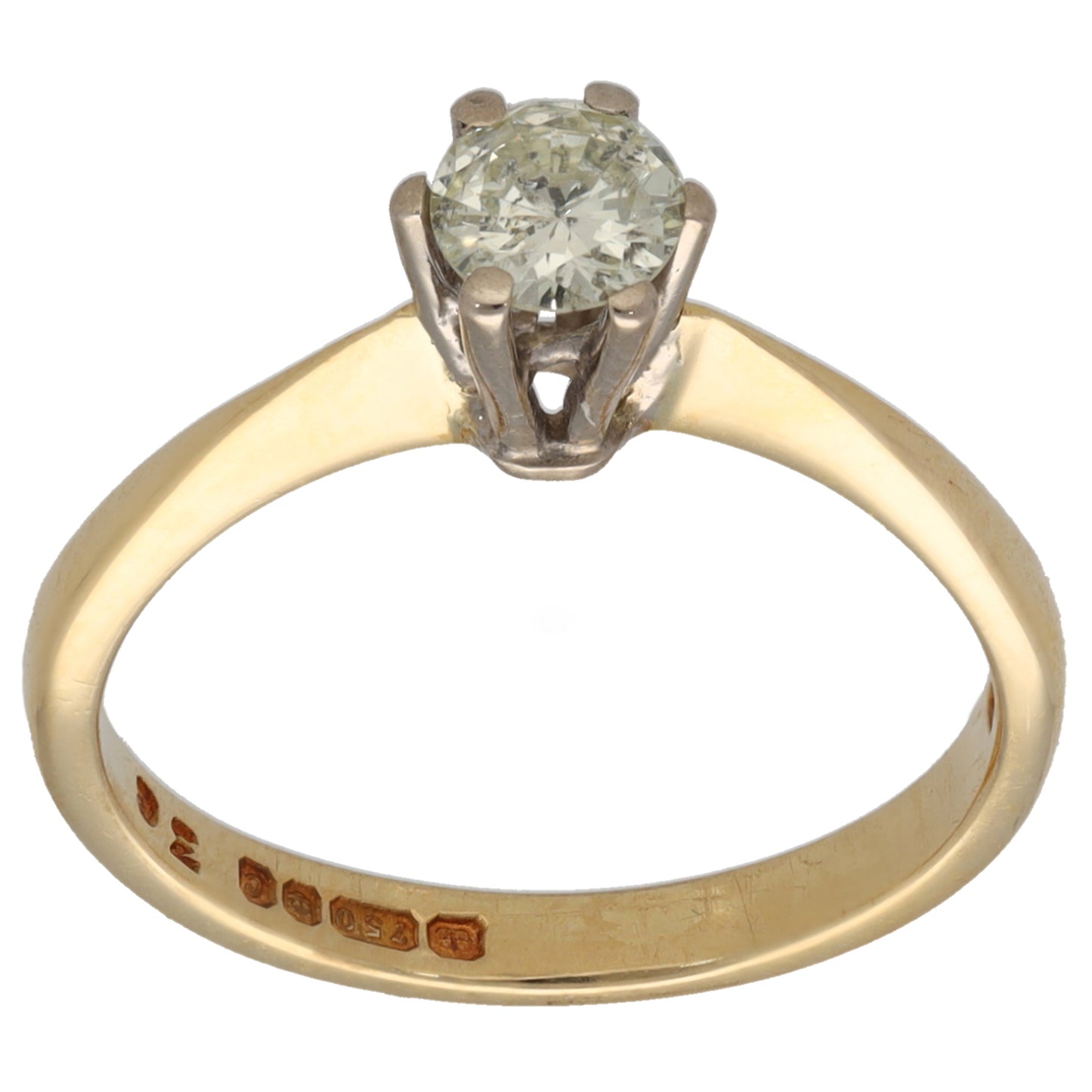 18ct Gold 0.36ct Diamond Solitaire Ring Size M