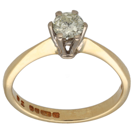 18ct Gold 0.36ct Diamond Solitaire Ring Size M