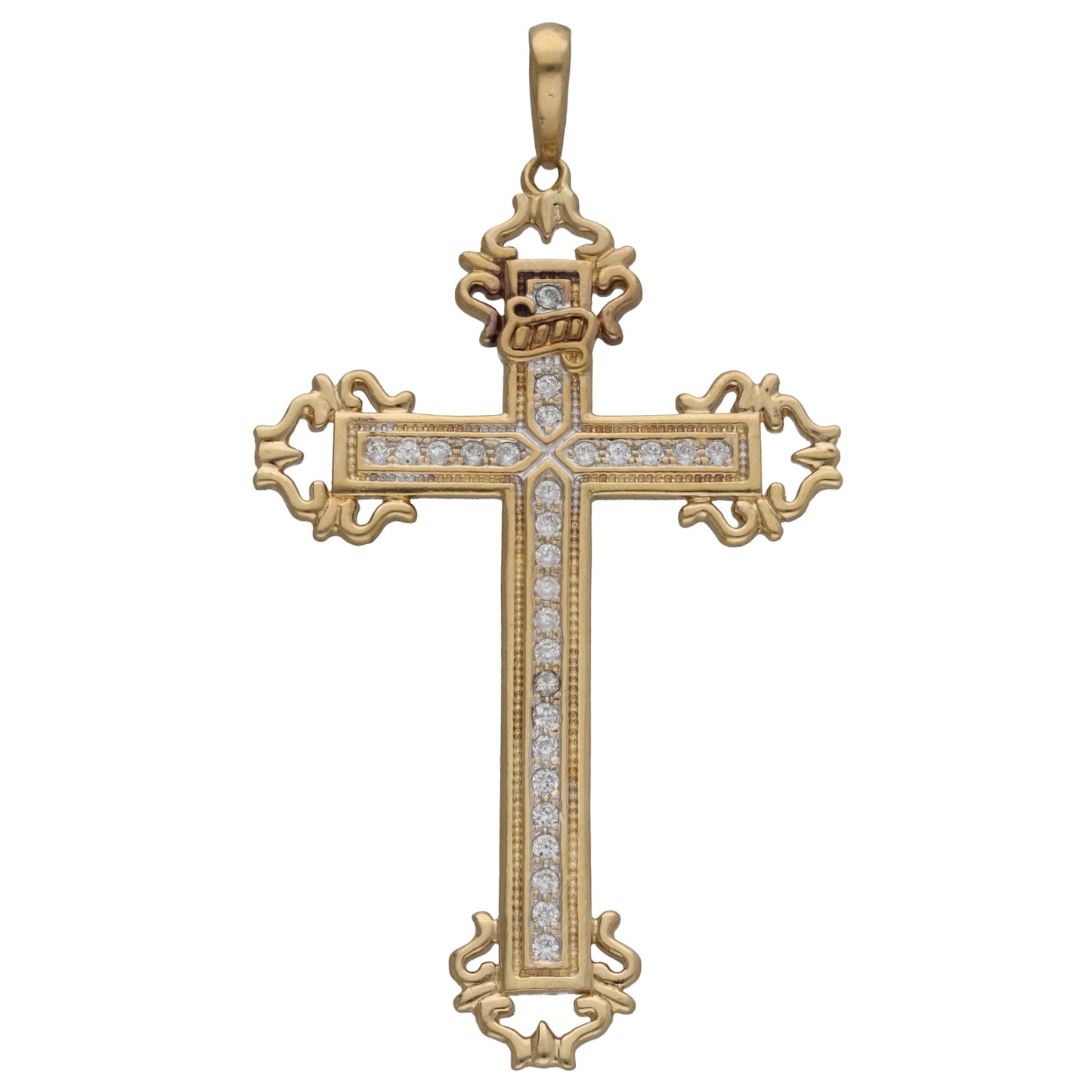 9ct Gold Cubic Zirconia Cross Pendant