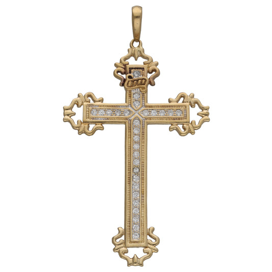 9ct Gold Cubic Zirconia Cross Pendant